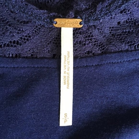 Free People Navy Stretch Lace Fit & Flare Dress - Picture 8 of 8